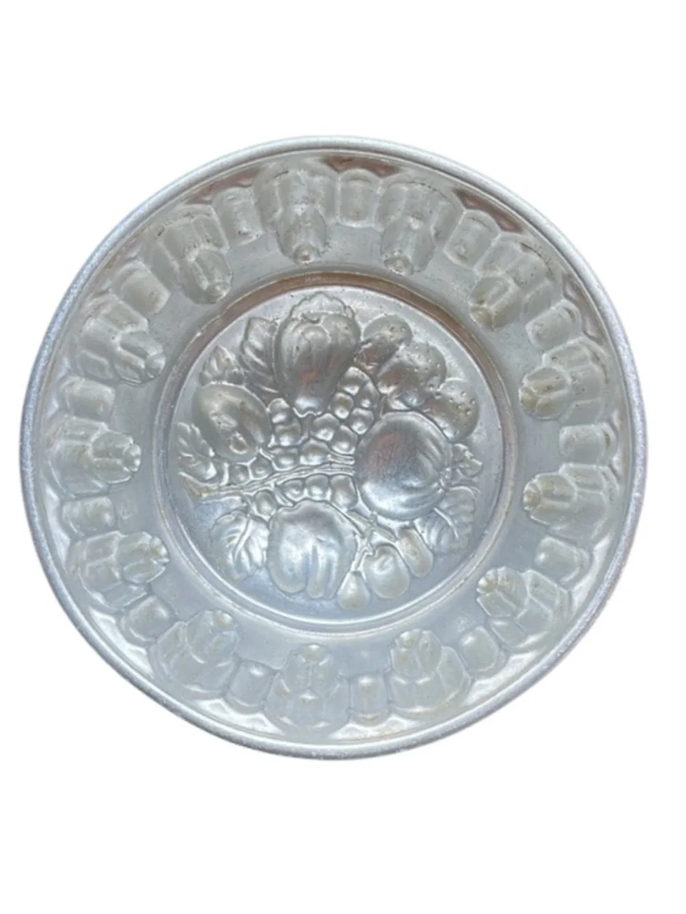 Vintage Aluminum Jello Mold Embossed Fruit Design 7”